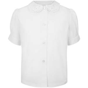 LACE COLLAR BLOUSE SS, Shirts & Blouses, Blouses Short Sleeve