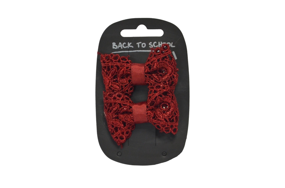 LACY BOWS X 2, Hair Accessories in Popular School Colours